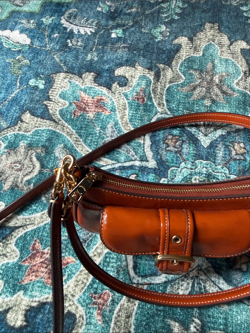 Women's coach cinnamon Leather Crossbody Bag with Front Buckle Pocket - Picture 6 of 16